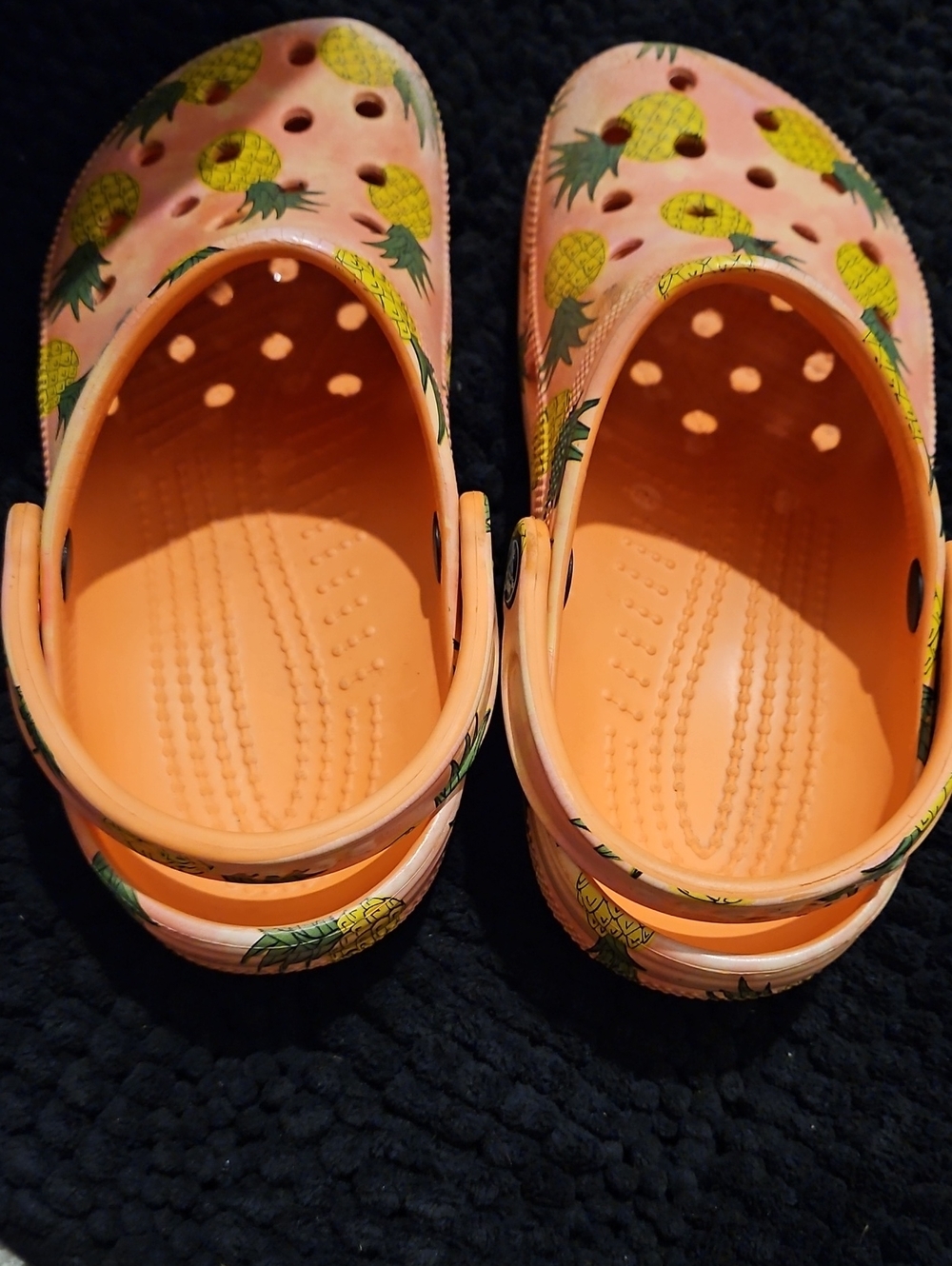 Kids Pineapple Print Clog Sandals - Peach